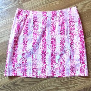 Lilly Pulitzer Pink & White Animal Printed skirt‎ sz 6